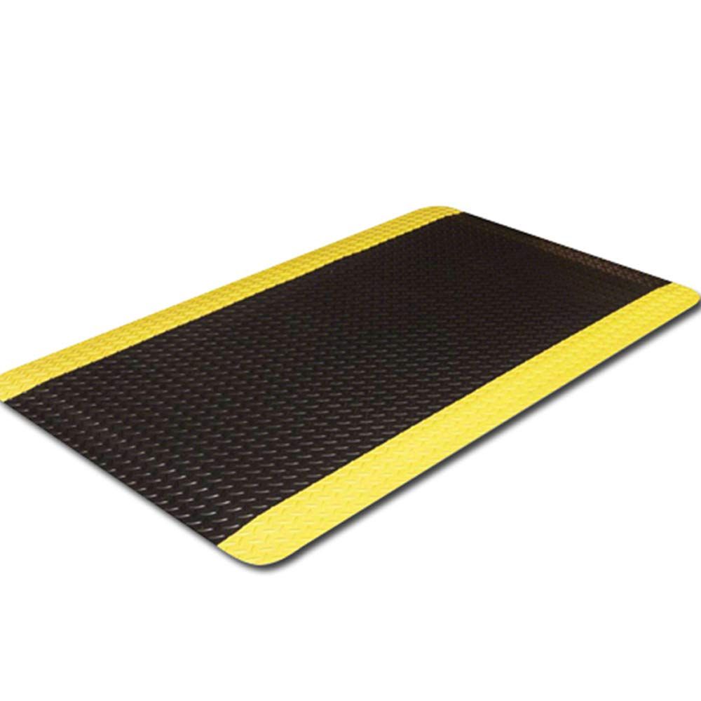 新品 セーフラン(SAFERUN) 高耐久疲労軽減マット 60x150cm 厚さ12mm 黒+黄色ライン 発泡PVC 表面PVC保護層で高耐久 防滑効果 立ち作業時の疲労軽減に効果的