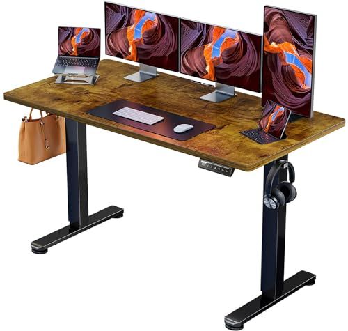 R◆ErGear 電動 オフィスワークテーブル 昇降式デスク スタンディングデスク 幅140cm 耐荷重80kg 高さメモリー機能 上下自動昇降 静音 収納フック付き 机 作業机 テレワーク【幅140 x 奥行き70 x 高さ72-118cm c86ec068