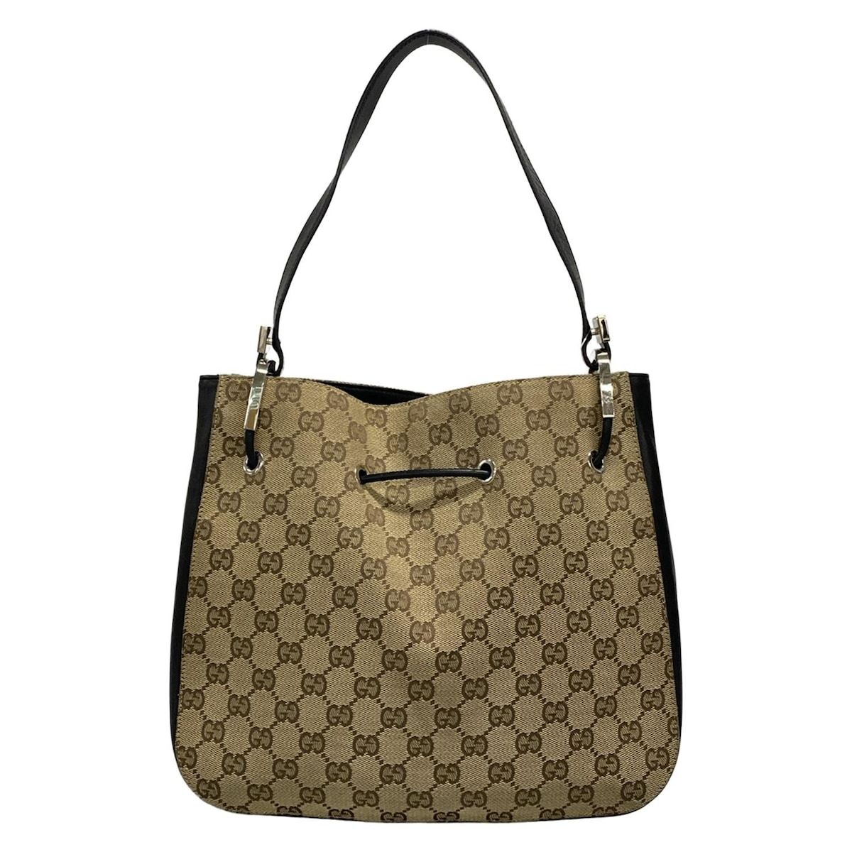 GUCCI(グッチ) ショルダーバッグ GG柄 13748 ベージュ×黒 レザー