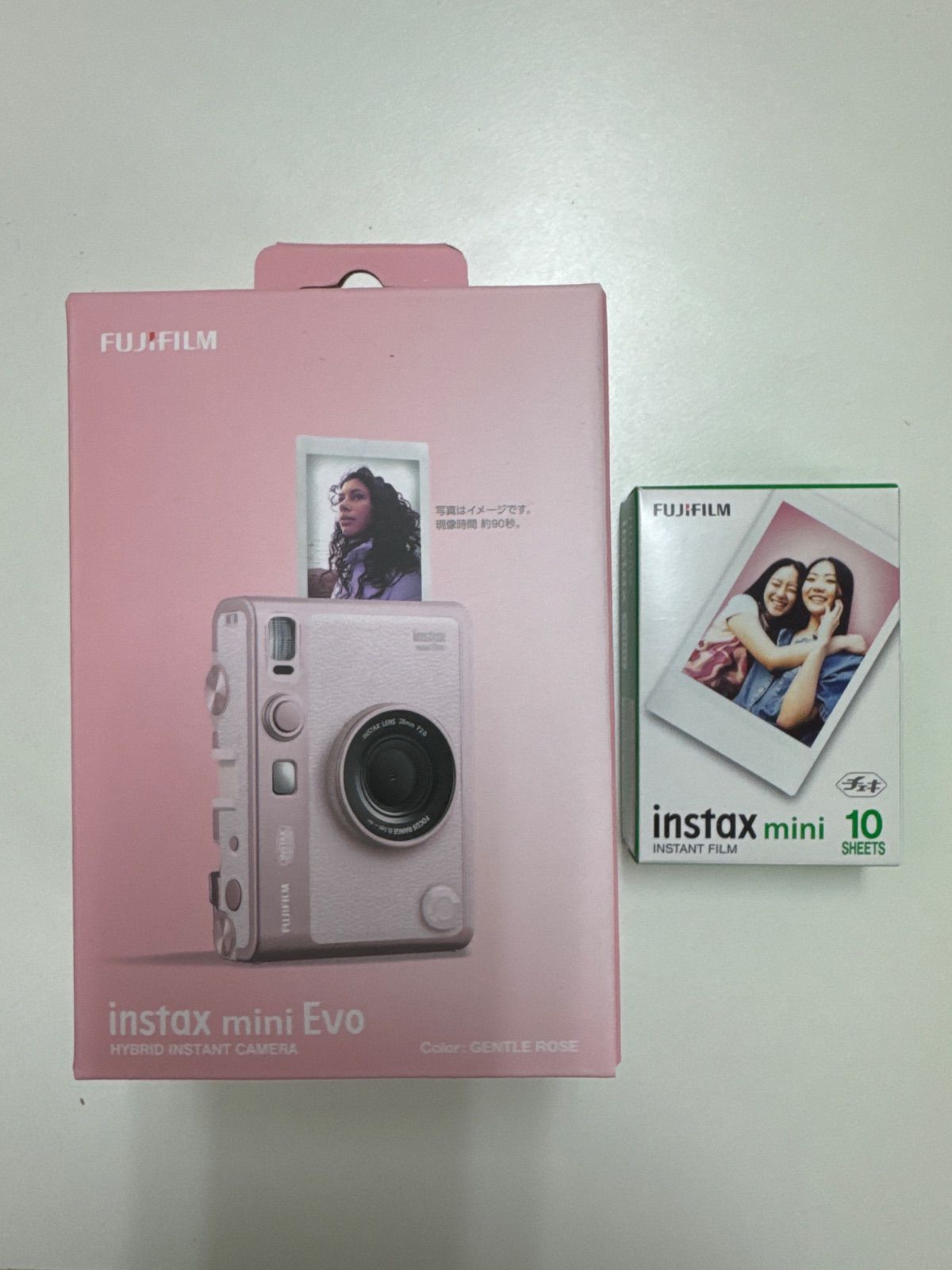 フジフイルム インスタントカメラ instax mini Evo 「チェキ」GENTLE ROSE USB Type-C対応 ＋フィルム