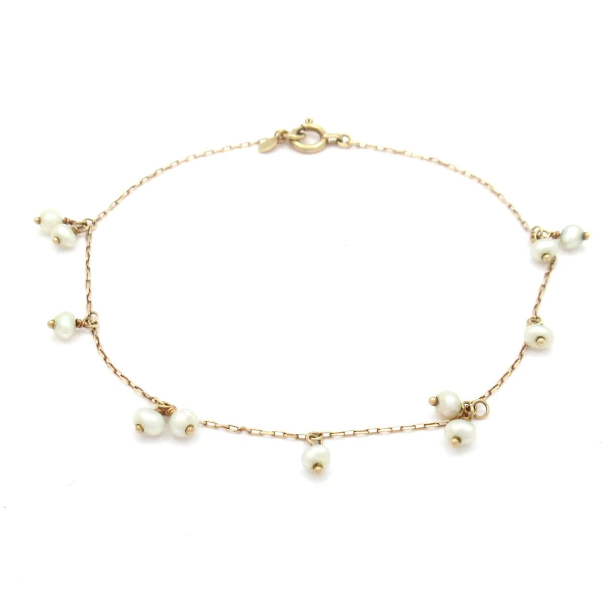 agete(アガット) ブレスレット美品 - K10×アイボリー バロックパール