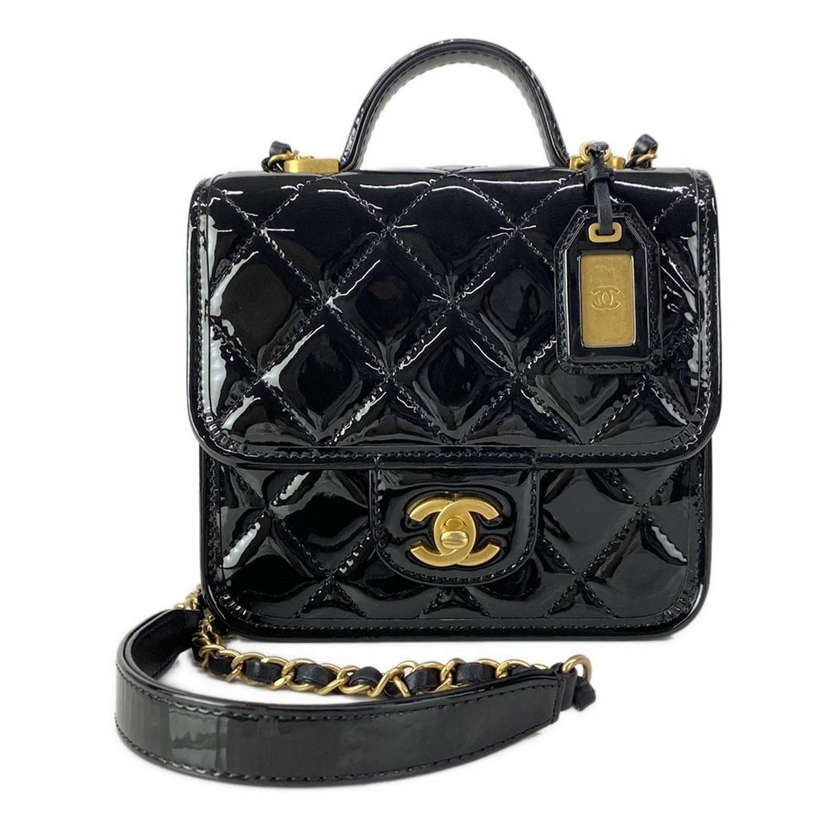 CHANEL(シャネル) ショルダーバッグ美品 スモール トップハンドル フラップ バッグ/マトラッセ AS3652 黒 レザー 235,250円