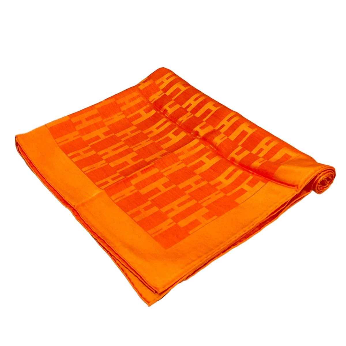 HERMES(エルメス) ストール(ショール)美品 - オレンジ ウール、シルク
