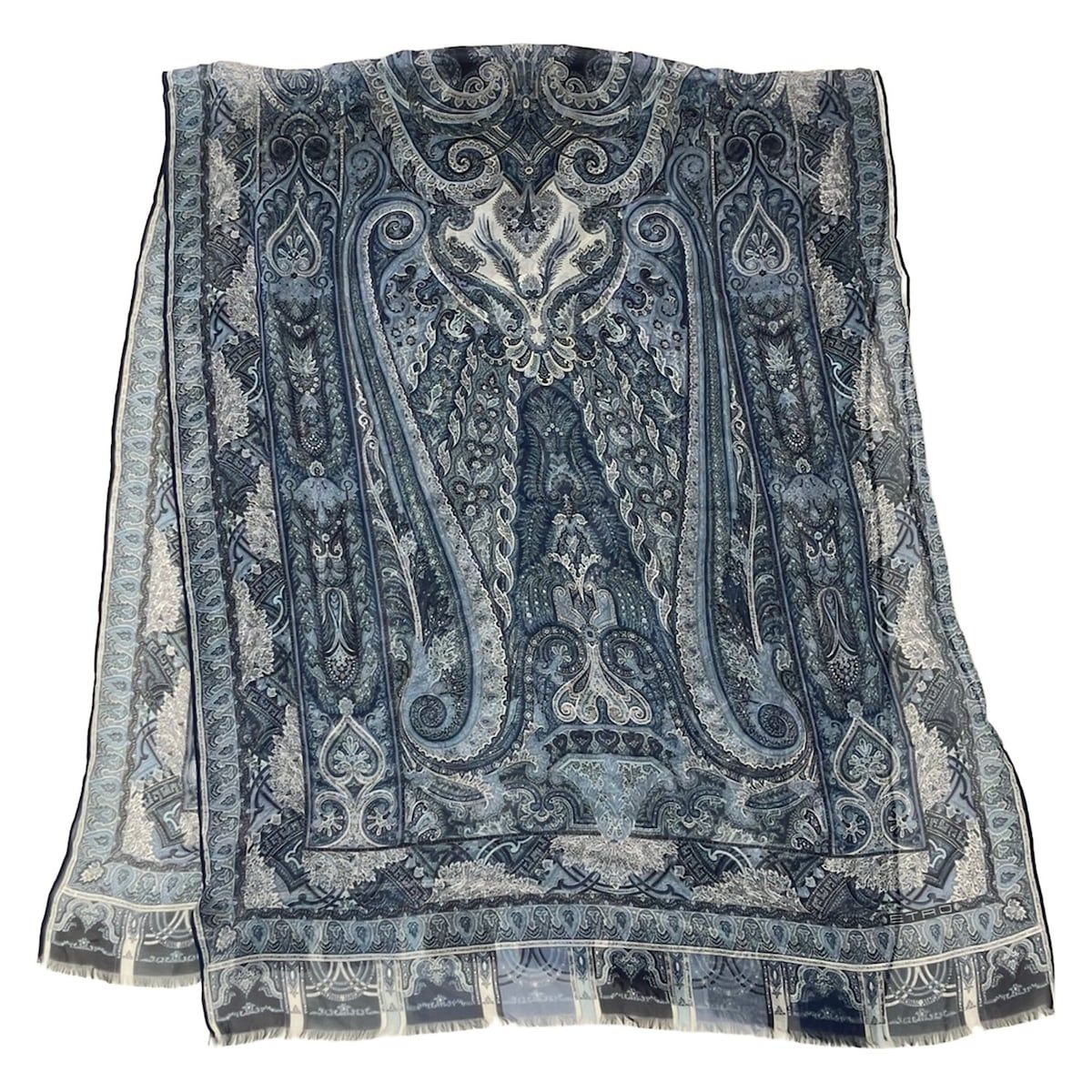 ETRO(エトロ) スカーフ美品 - ネイビー×ライトブルー×マルチ ペイズリー柄