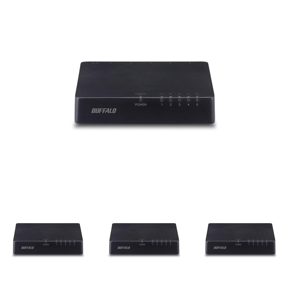 新品 バッファロー BUFFALO 10/100Mbps対応 プラスチック筺体 AC電源 5ポート ブラック スイッチングハブ LSW4-TX-5EP/BKD (× 4)