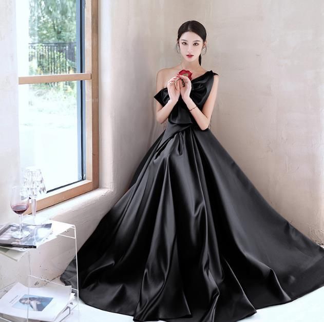 送料無料 未使用 ワンショルダー リボン 豪華 プリンセス ロング丈 ドレス 17号 3XL (OPN1029)