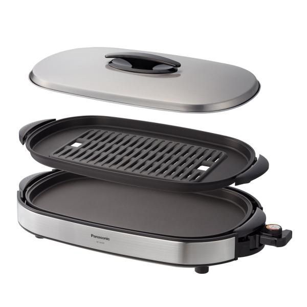 【中古】パナソニック ホットプレート 2枚タイプ 平面+焼肉 シルバー NF-W200-S