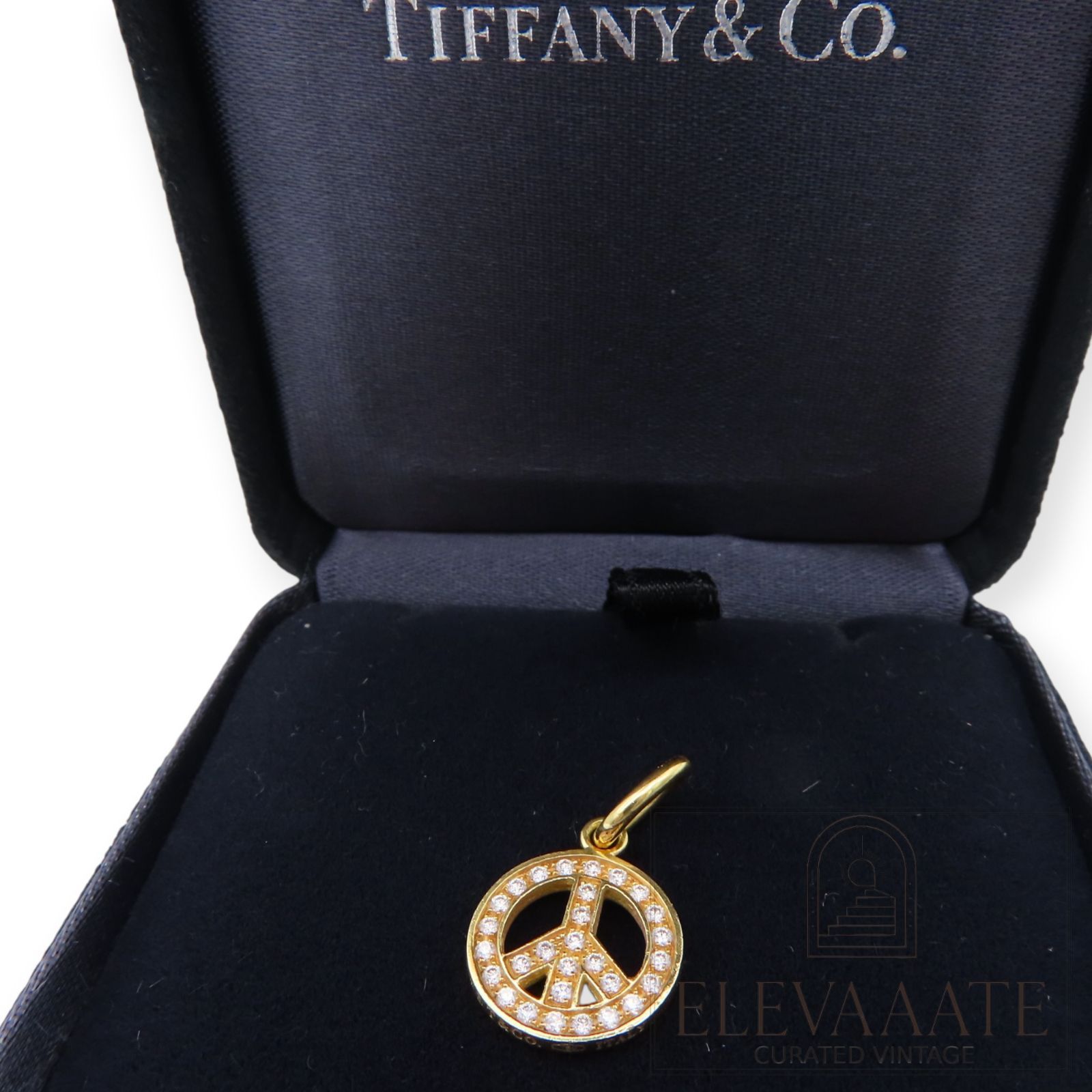 希少 美品 Tiffany&Co. ティファニー イエロー ゴールド ピース シンボル ダイヤモンド ペンダント トップ 750 K18 ネックレス EX081