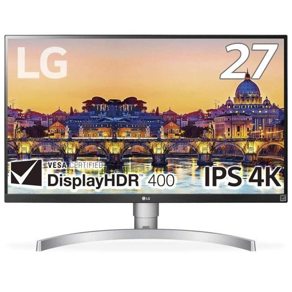 【中古】LG モニター ディスプレイ 27UL650-W 27インチ/4K/DisplayHDR400/FreeSync/IPS非光沢/HDMI×2、Disp