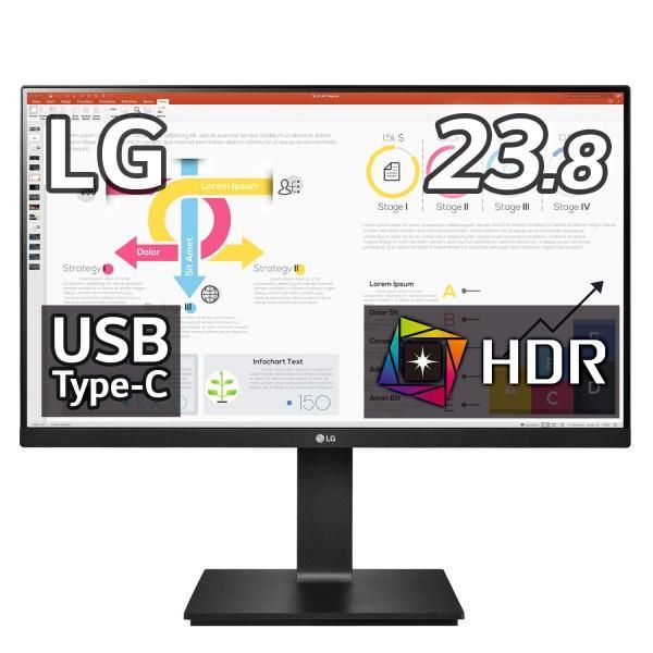 【中古】LG フレームレス モニター ディスプレイ 24QP750-B 23.8インチ/WQHD(2560×1440)/IPS非光沢/HDR/FreeSync