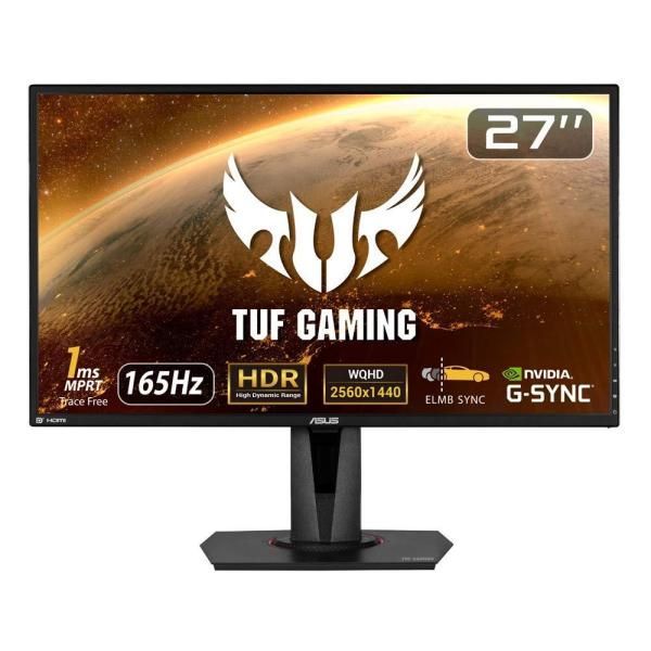 【中古】ASUS ゲーミングモニター TUF Gaming VG27AQ 27インチ/WQHD/IPS/165Hz/1ms/HDR/HDMI×2 DP/G-S
