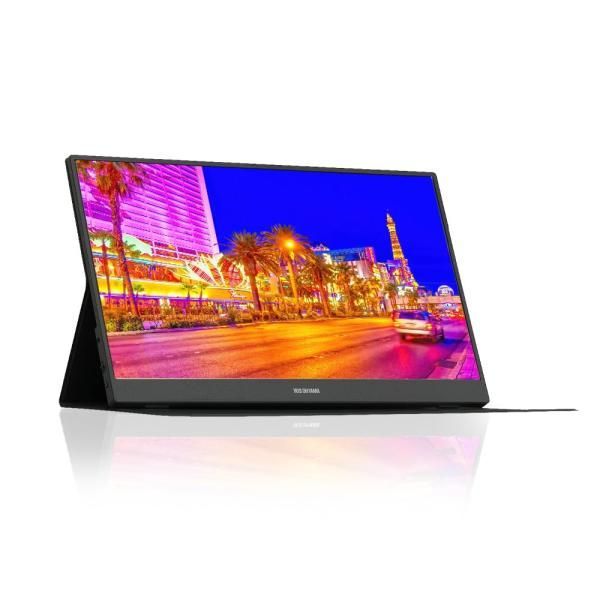 【中古】アイリスオーヤマ モニター 15.6インチ 薄型 ポータブルモニター DP-DF163S-B ディスプレイ 持ち運び カバー付き テレワーク 在宅勤務