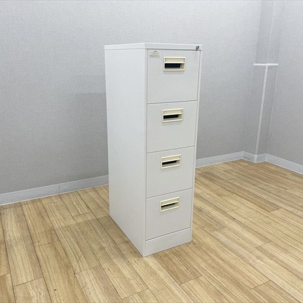 ファイリングキャビネット 4段 A4対応 スチール書庫 プラス ホワイト