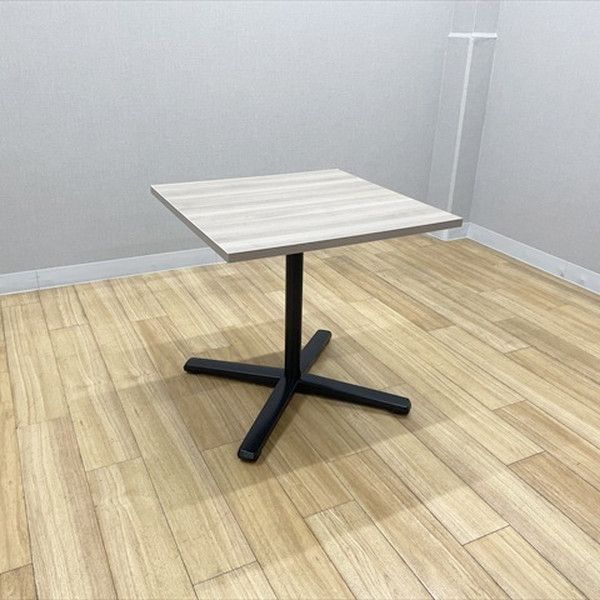 ミーティングテーブル 完成品 角テーブル ライブス 単柱脚 幅750 奥750 オカムラ プライズウッドミディアム