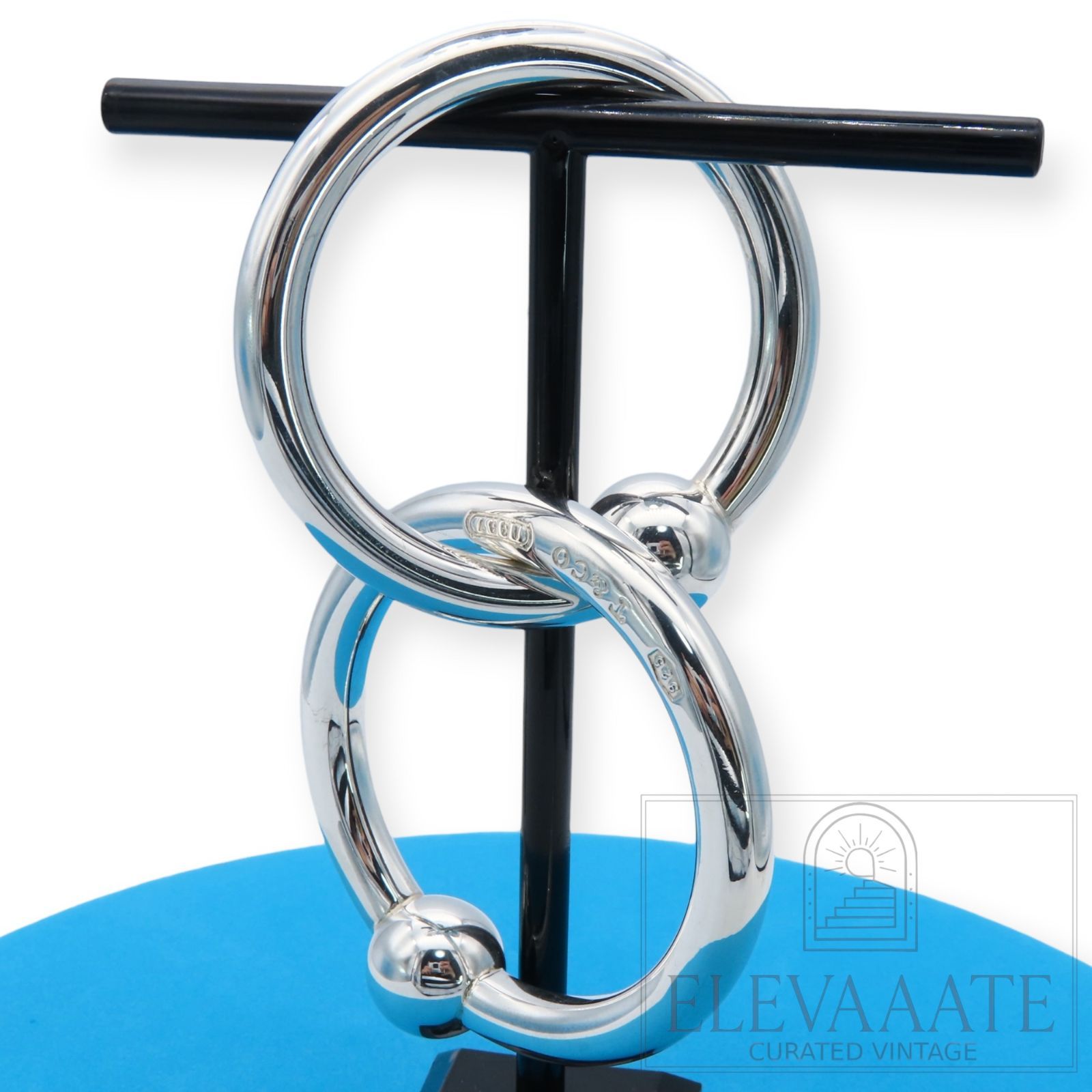 美品 Tiffany&Co. ティファニー 1837 ダブル サークル シルバー ラトル SV925 ベビー用品 出産祝い おもちゃ TO925