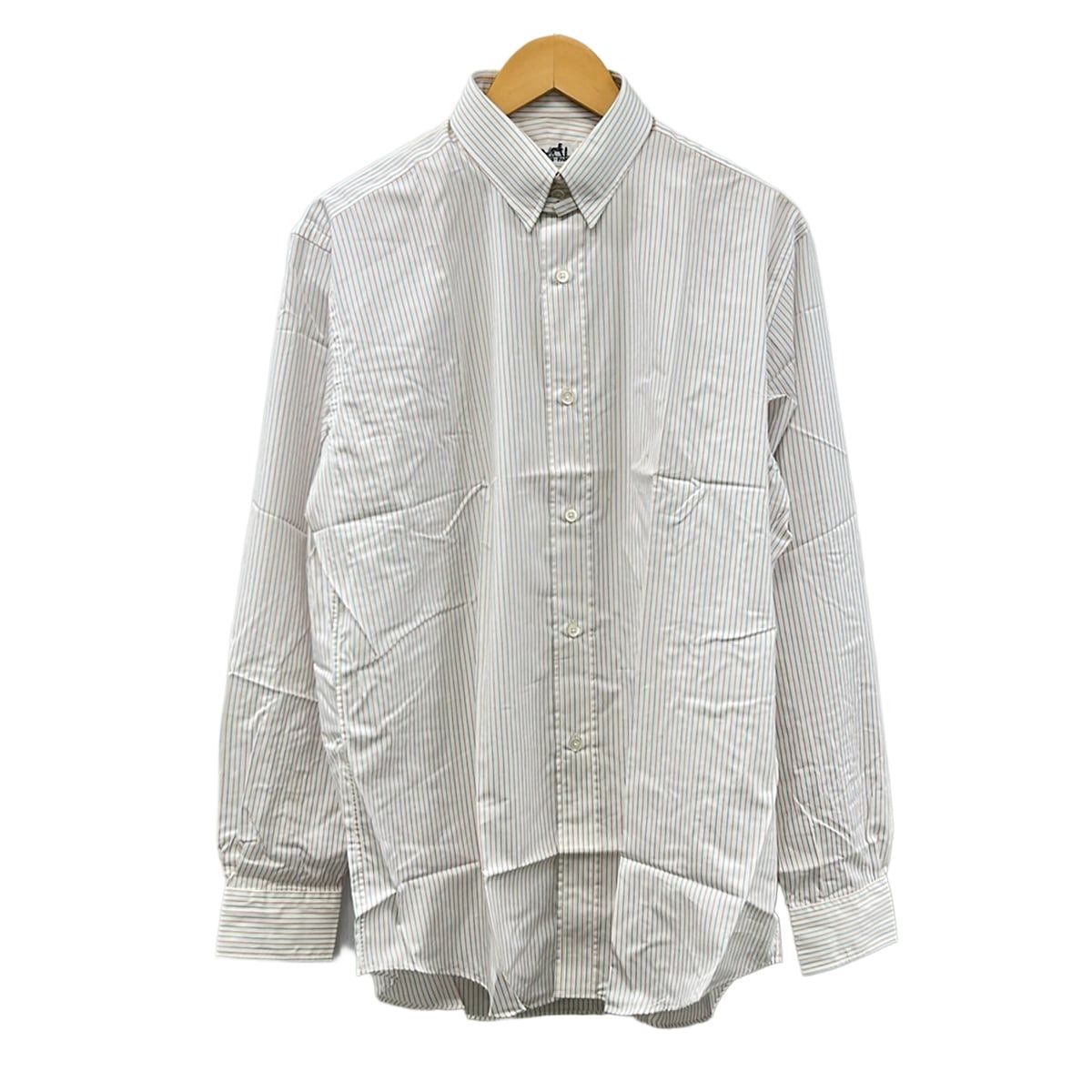 HERMES(エルメス) 長袖シャツ サイズ40 S メンズ - 白×レッド×ブルー ストライプ/セリエボタン