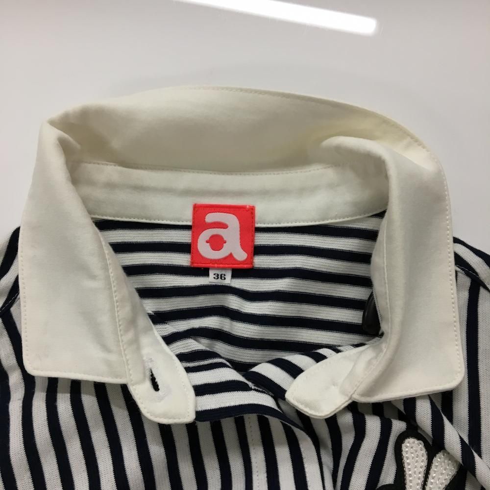アルチビオ 長袖シャツ 白×ネイビー ストライプ レディース 36(S