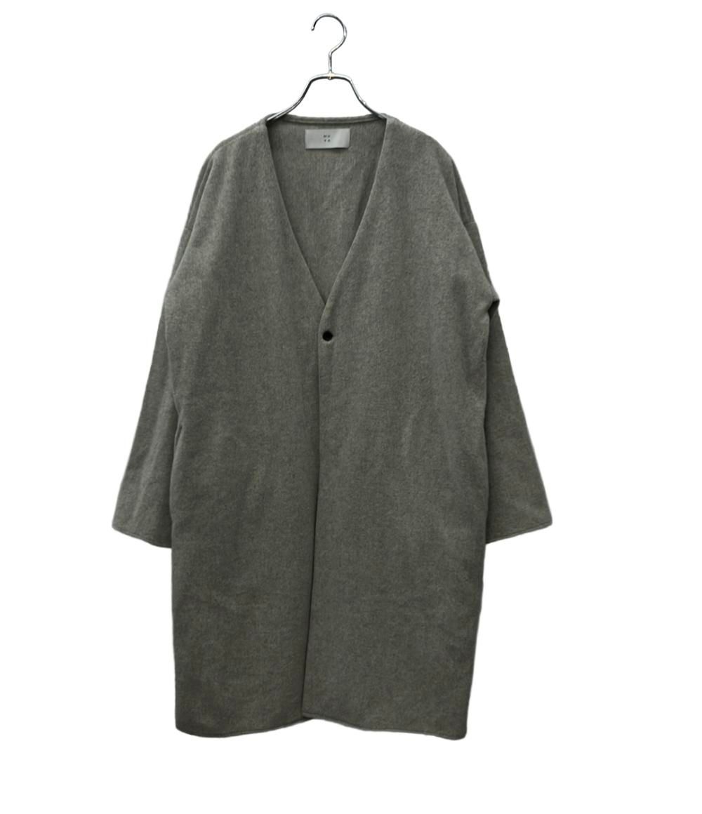 ムヤ コート ウール混格子チェック 毛混グレー 羽織 アウター Livery coat mjk25-2512-47 レディース SIZE 2 (M) MUYA