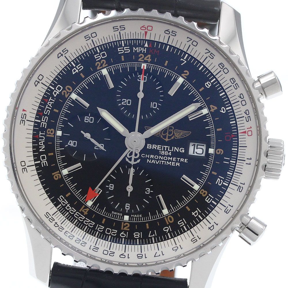 ブライトリング BREITLING A24322 ナビタイマー ワールド クロノグラフ GMT 自動巻き メンズ 保証書付き_962044