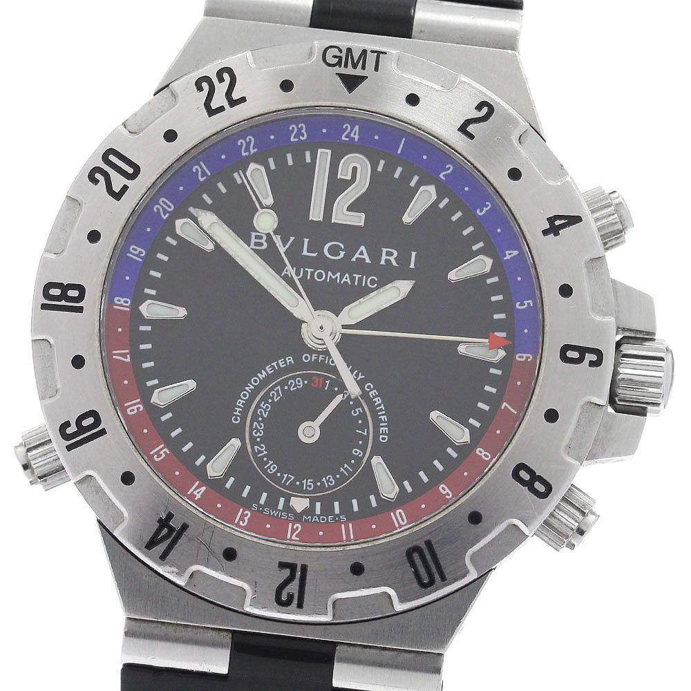 ベルト訳あり ブルガリ BVLGARI GMT40S ディアゴノ GMT デイト 自動巻き メンズ _962714