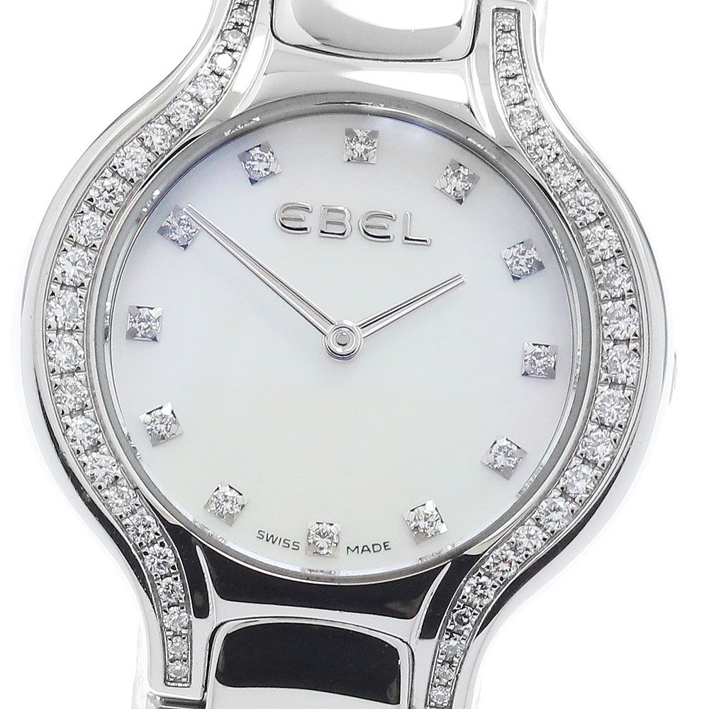 エベル EBEL E9003N1S ベルーガ 12Pダイヤ ダイヤモンドベゼル クォーツ レディース 美品 保証書付き_959582