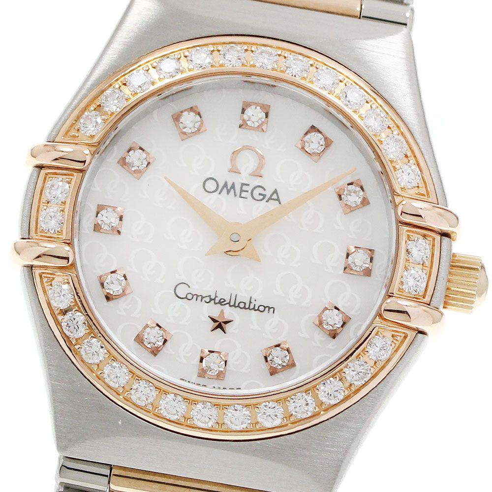 オメガ OMEGA 1360.75 コンステレーショ ミニ 12P ダイヤベゼル クォーツ レディース 美品 _962103