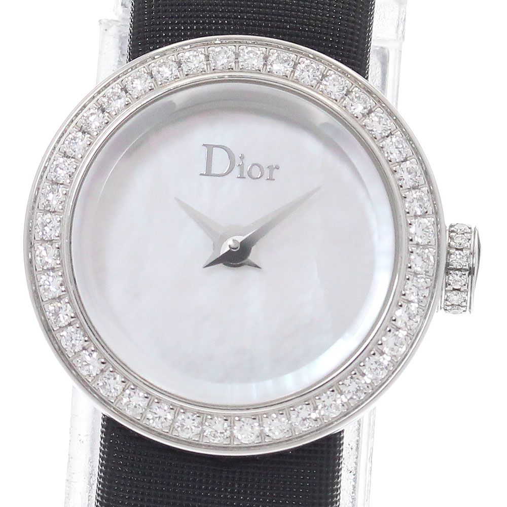 ディオール Dior CD040110 ラ ディ ドゥ ディオール ダイヤベゼル シェル文字盤 クォーツ レディース 良品 _962715
