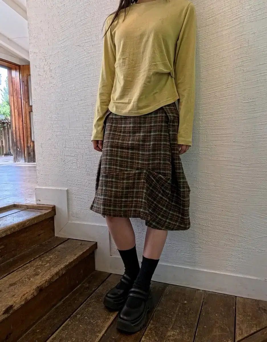ハートエクスプローラー チェック スカート ミディ丈 ハーフ