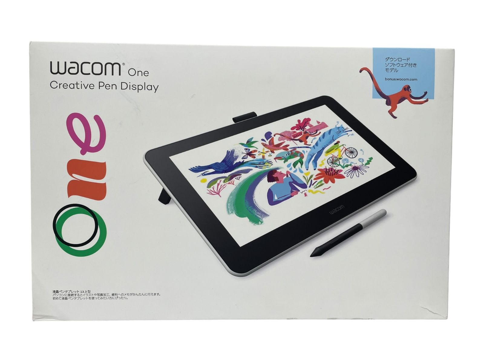WACOM (ワコム) One Creative Pen Display 13.3型 液晶ペンタブレット 2020年製 DTC133W0D ホワイト系 家電/043