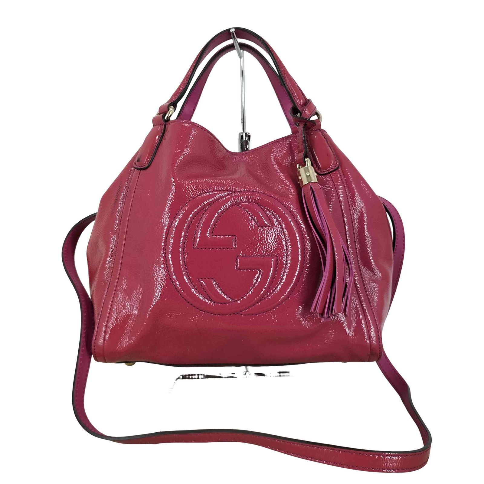グッチ GUCCI 2WAY ソーホー フリンジ パテント ハンドバッグ ショルダーバッグ レディース 表記無