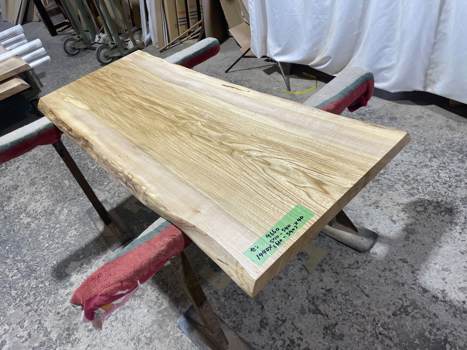 セン9660　欅　一枚板無垢 乾燥材　1440x570-540x40mm カウンター　棚　テレビ台　花台　DIY　窓台