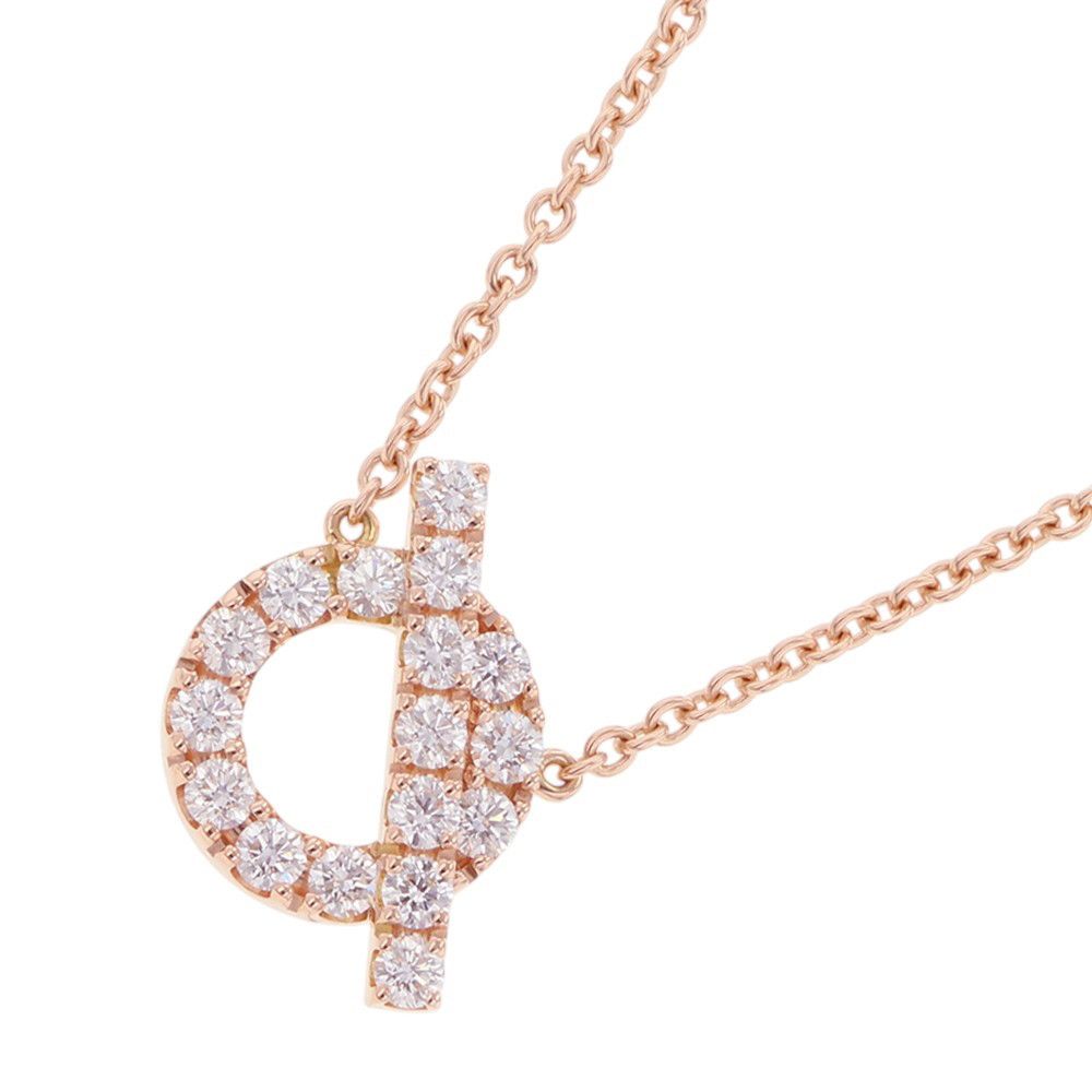 エルメス ネックレス フィネス ペンダント ダイヤモンド 17P 計0.46ct K18PGピンクゴールド HERMES ジュエリー