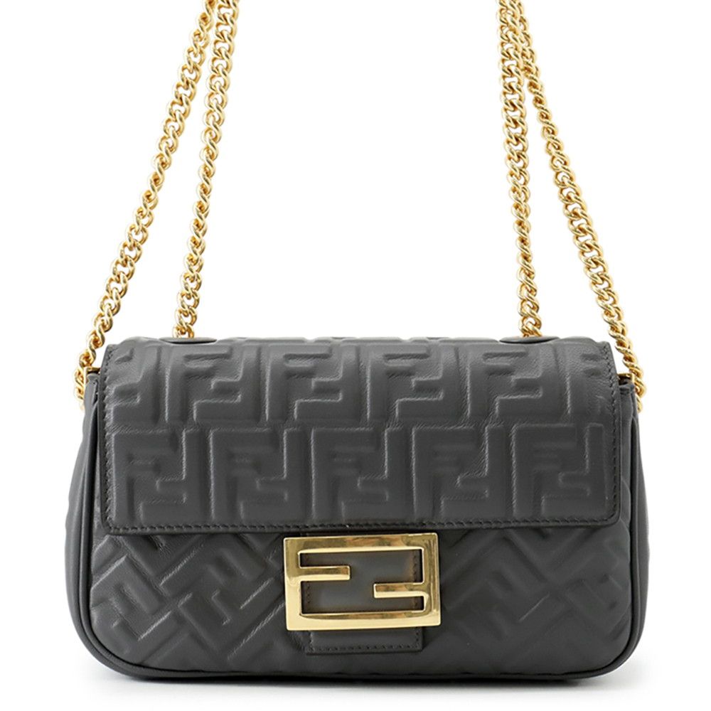 フェンディ ショルダーバッグ バゲット チェーン ミディ レザー 8BR793 FENDI 2way