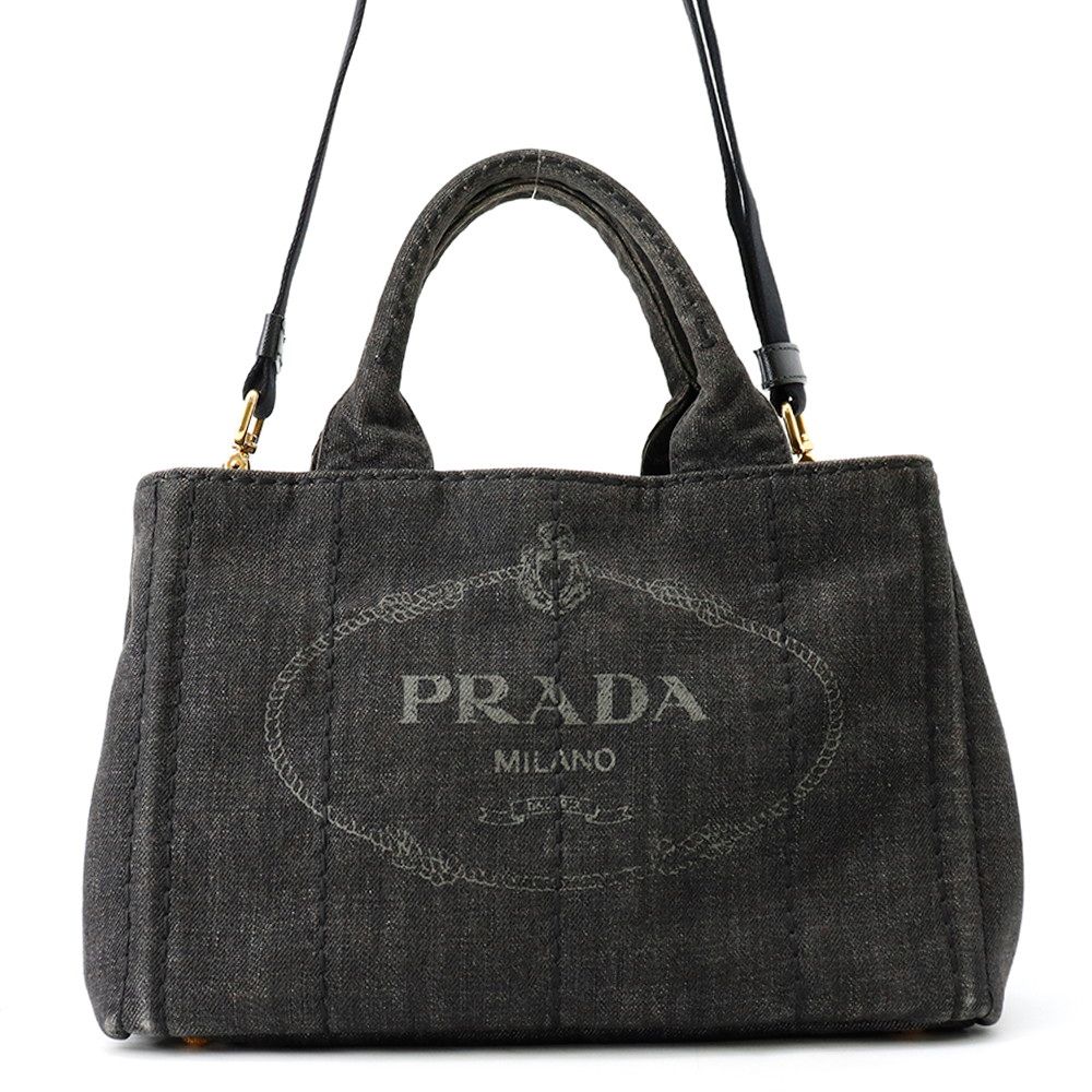 プラダ ハンドバッグ ミニ カナパ デニム B2439G PRADA バッグ トートバッグ CANAPA 2wayショルダーバッグ 黒