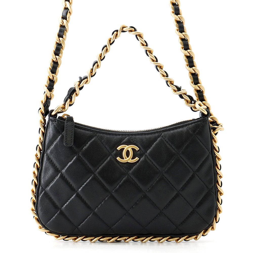 シャネル チェーンショルダーバッグ マトラッセ ココマーク ラムスキン AP3487 CHANEL バッグ 黒