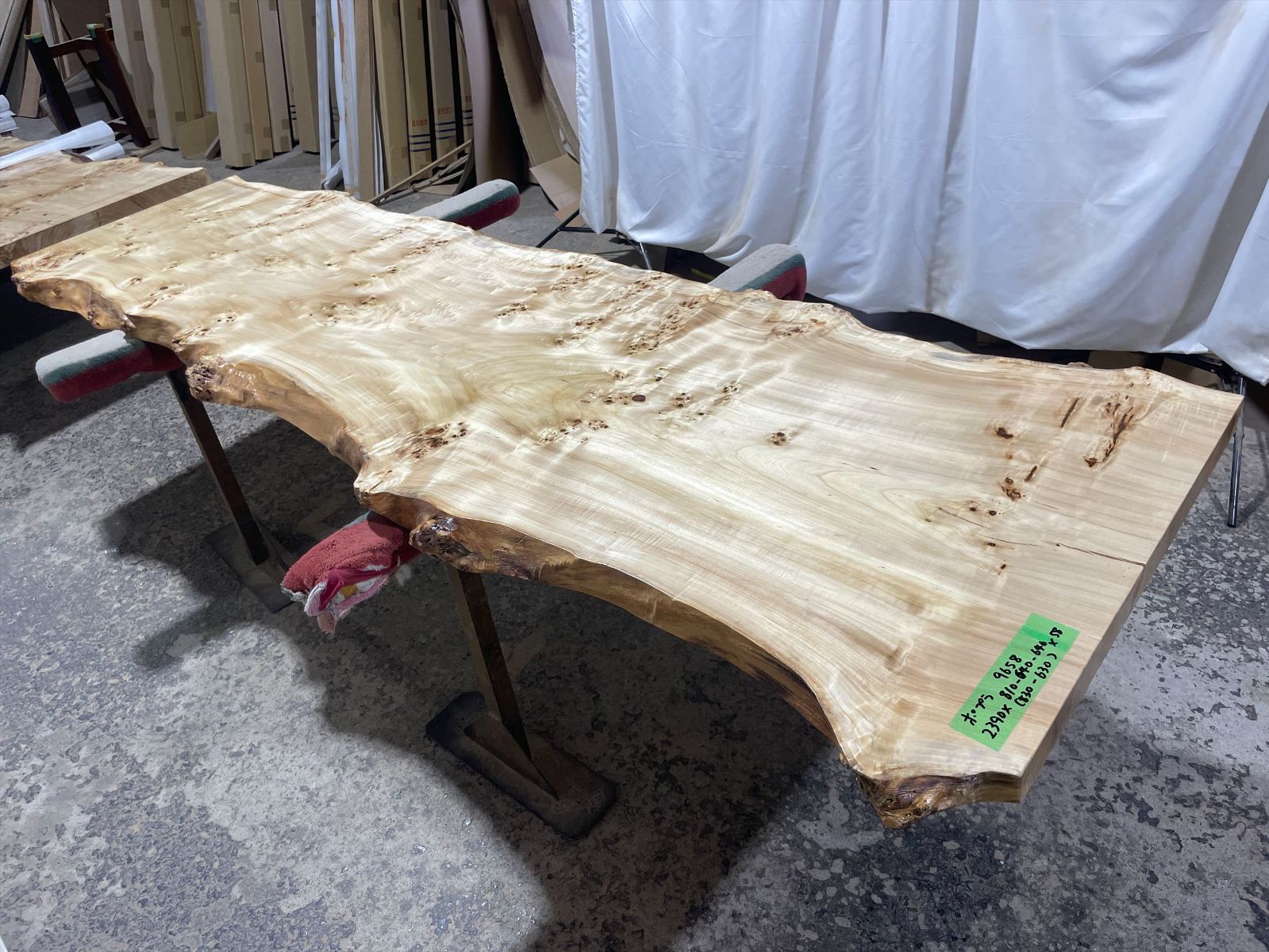 ポプラ9658 一枚板無垢 乾燥材　2390ｘ810-640-640ｘ58mm カウンター　センターテーブル　ダイニングテーブル