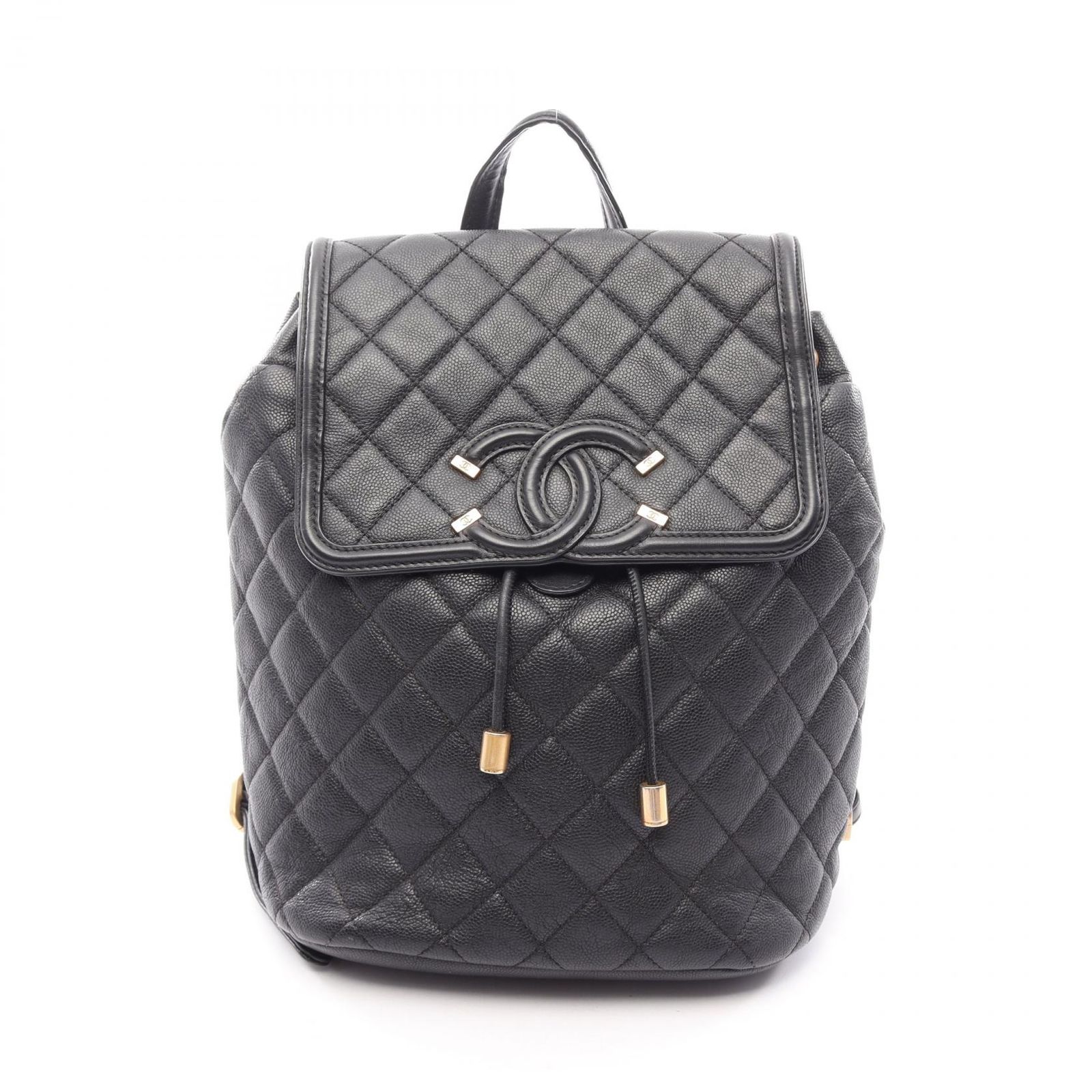 シャネル CHANEL リュックサック バックパック CCフィリグリー マトラッセ ブラック キャビアスキン(グレインドカーフ) CCフィリグリー マトラッセ チェーンバックパック