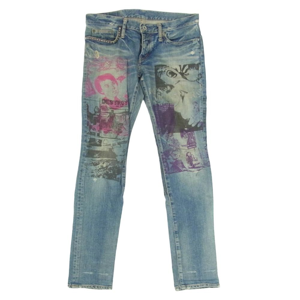 HYSTERIC GLAMOUR ヒステリックグラマー 3AP-5163 Hysterics ヒステリックス DESTROY ALL MONSTERS デストロイオールモンスターズ スタッズ ジーンズ デニムパンツ インディゴブルー系 S【中古】