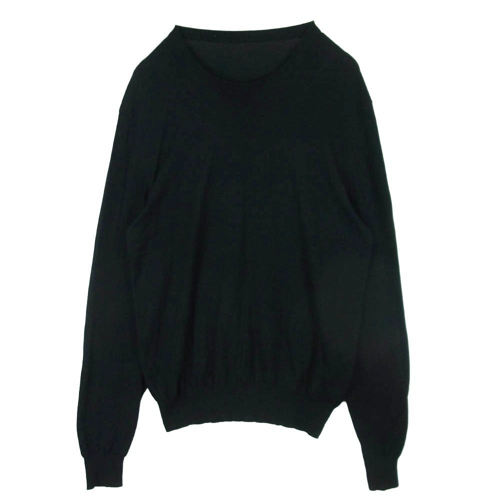 MAISON MARGIELA メゾンマルジェラ 19SS S50HA0845 コットン ウール プルオーバー ニット スエード レザー エルボーパッチ ブラック系 XL【中古】