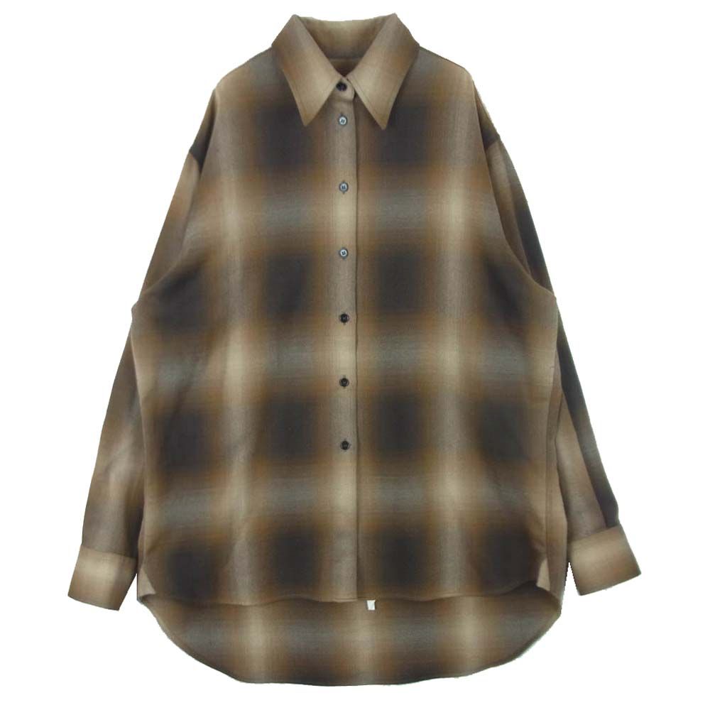 MAISON MARGIELA メゾンマルジェラ 22AW S52DL01095 MM6 エムエムシックス チェック シャツ 変形 オンブレ 長袖 ブラウン系 36【中古】