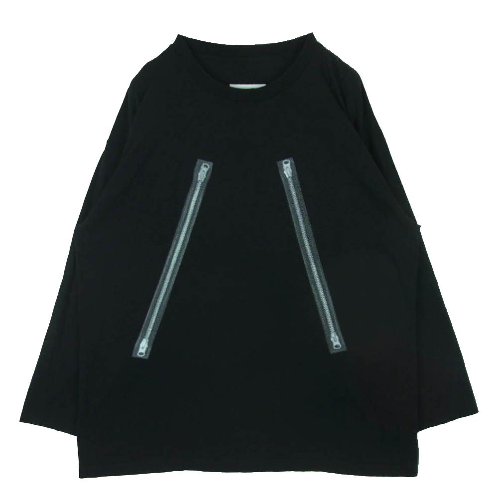 MAISON MARGIELA メゾンマルジェラ 24SS SH0GC0009 MM6 エムエムシックス 八の字 ジップ プリント 長袖 カットソー ブラック系 XL【中古】