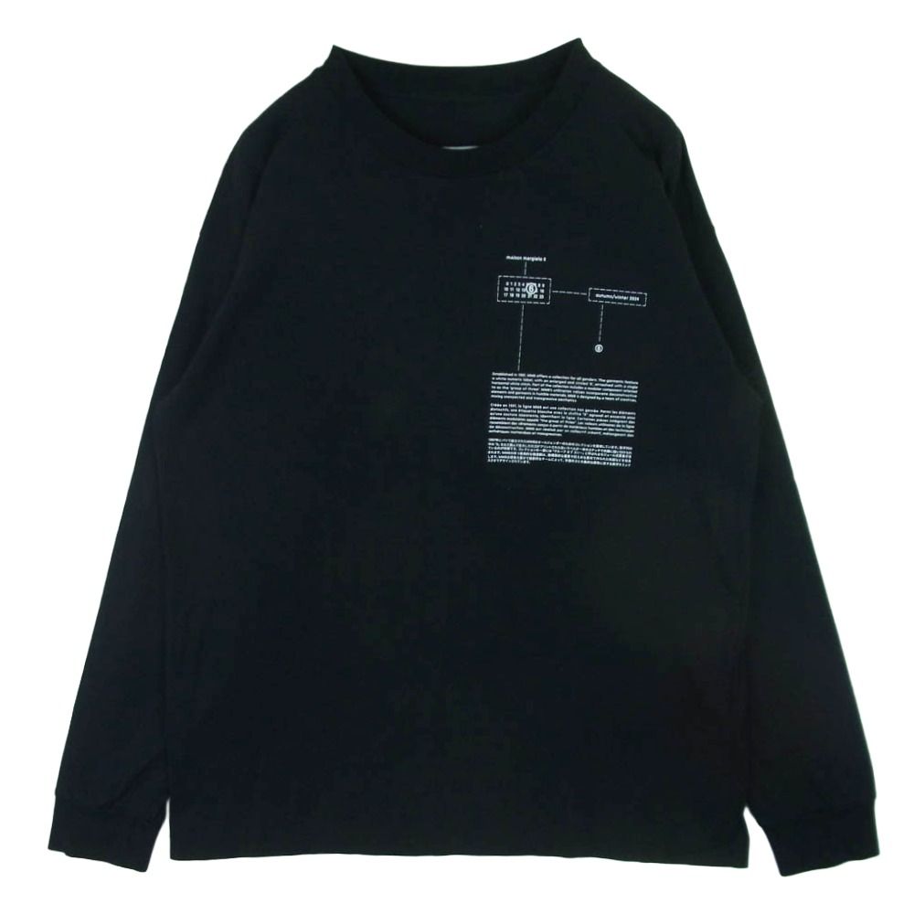 MAISON MARGIELA メゾンマルジェラ 24AW SH0GC0028 MM6 エムエムシックス Cotton Jersey Long Sleeve T-Shirt コットン ジャージー 長袖 Tシャツ ブラック系 S【中古】