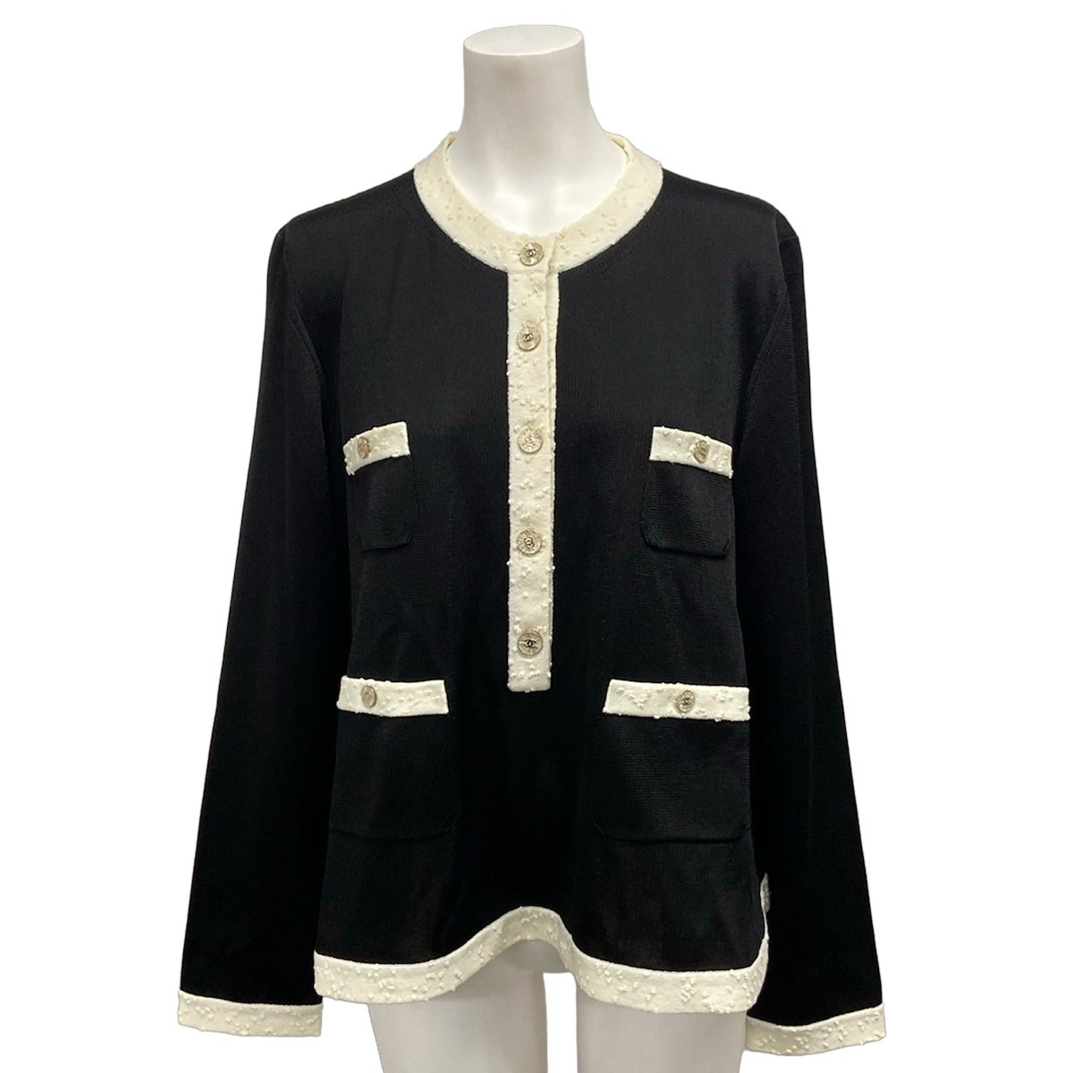 CHANEL(シャネル) 長袖カットソー サイズ38 M レディース美品 - P80014 黒×アイボリー