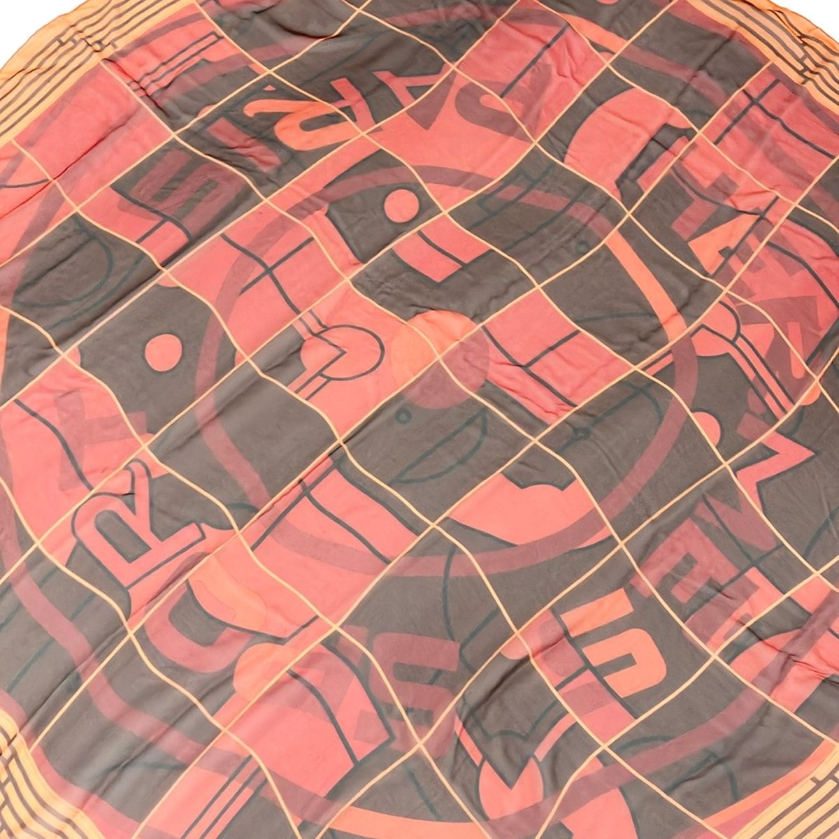 HERMES(エルメス) スカーフ美品 カレ140 オレンジ×レッド×マルチ シースルー シルク