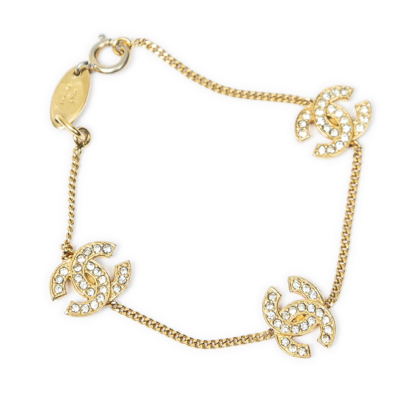 [中古] CHANEL シャネルCC Rhinestone Bracelet金金メッキA