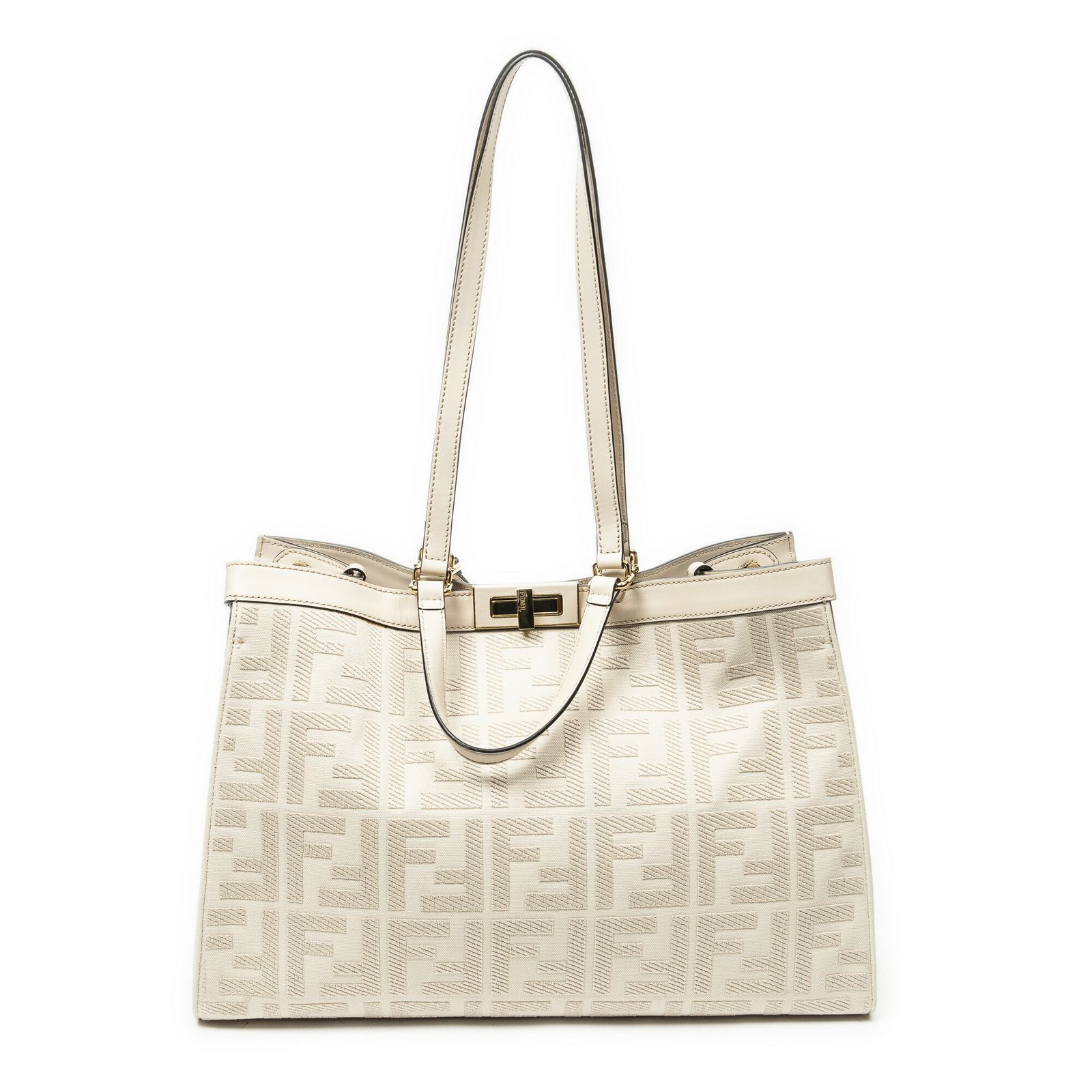 [中古] FENDI フェンディPeekaboo X-ToteベージュズッカエムブロイダーキャンバスA