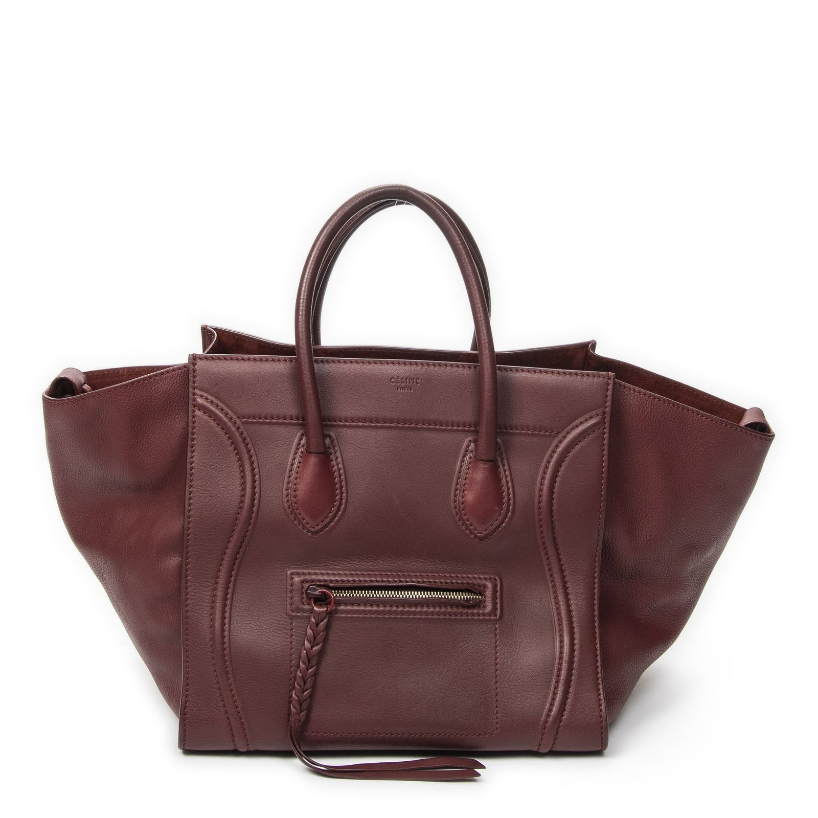 [中古] CELINE セリーヌMedium PhantomバーガンディカーフスキンレザーAB