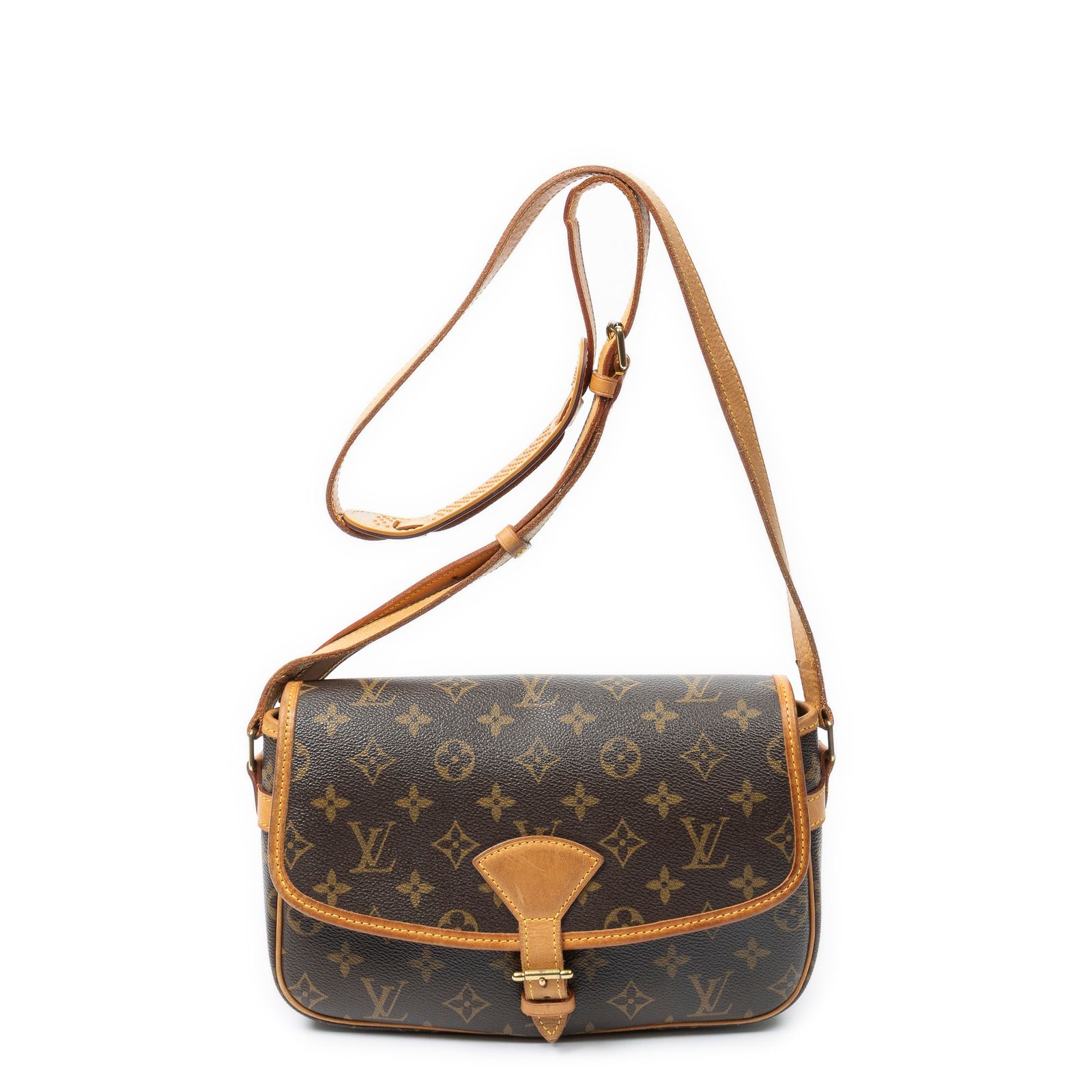 [中古] LOUIS VUITTON ルイヴィトンソローニュ茶色モノグラムキャンバスAB