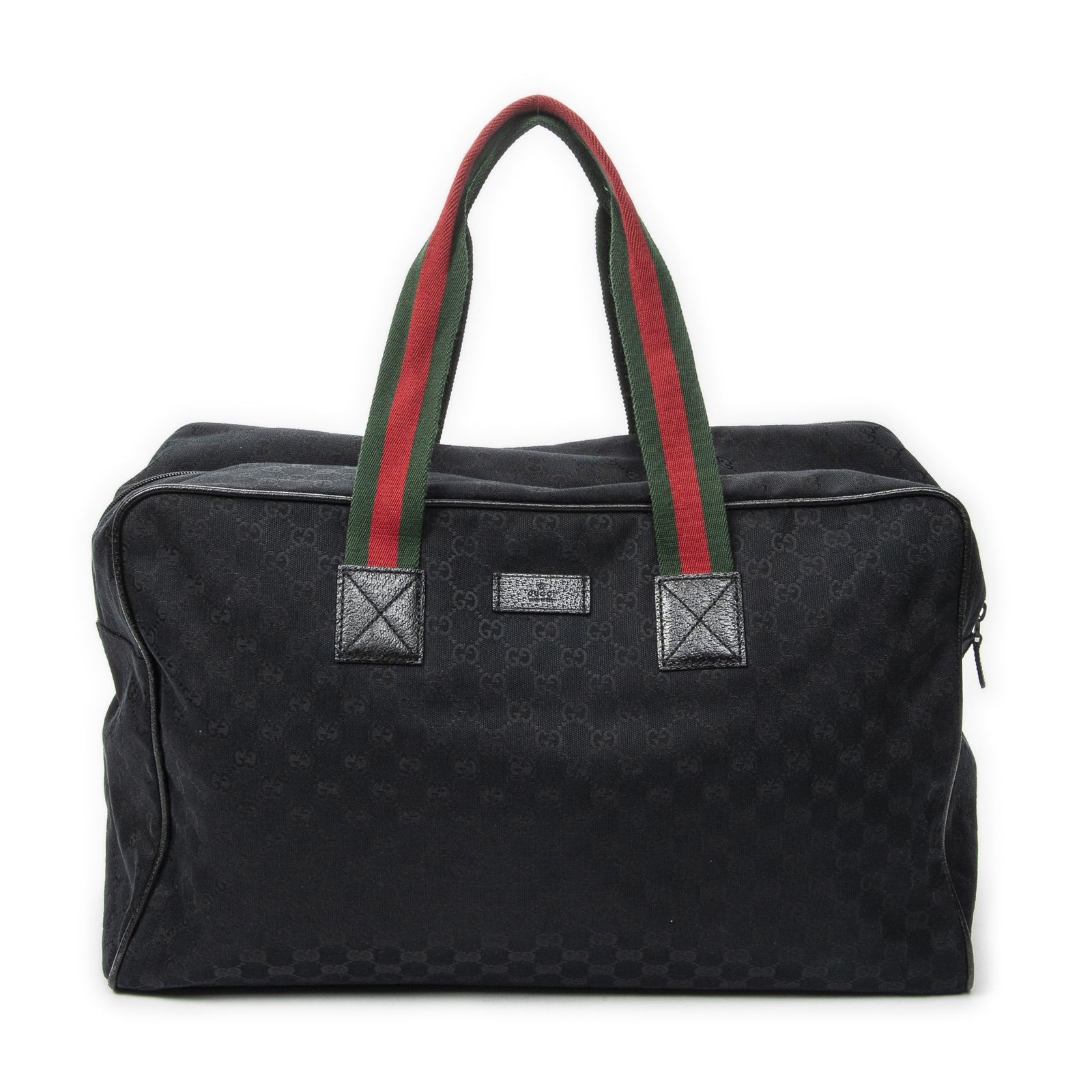 [中古] GUCCI グッチWeb Carry On Duffle Bag黒GGキャンバスA