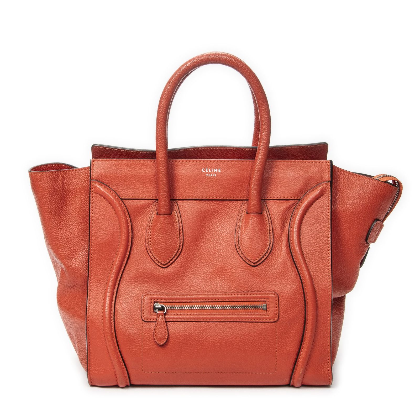 [中古] CELINE セリーヌミニラゲッジオレンジカーフスキンレザーAB